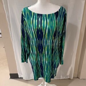 Jones New York Green and Blue Tunic Top